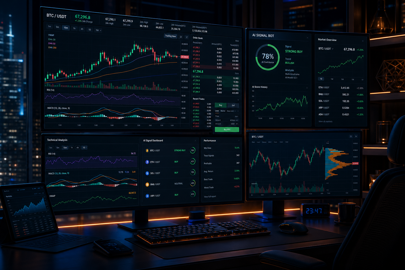 BTC Signal Dashboard mit Trend, RSI, MACD und News-Sentiment